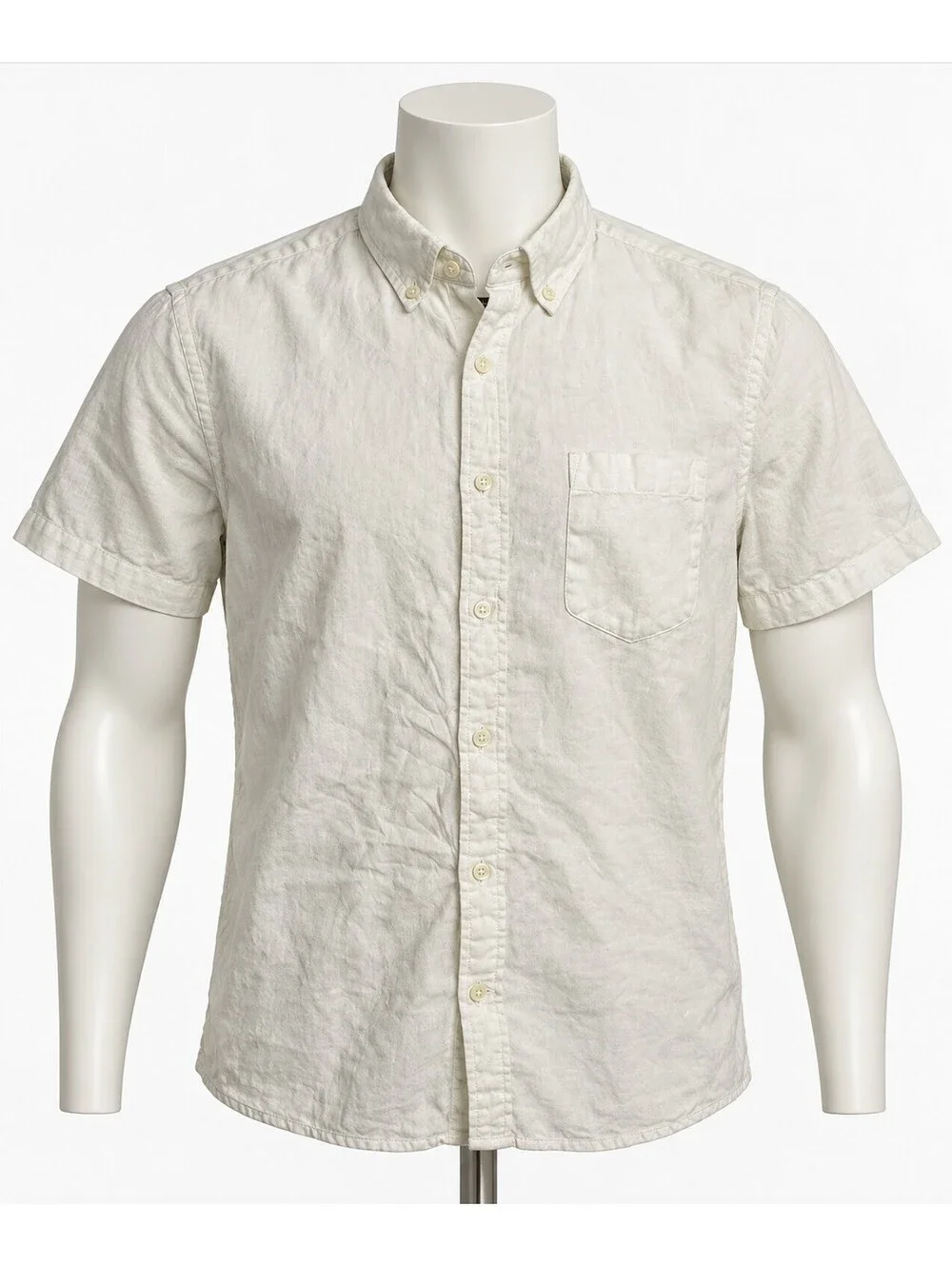 Banana Republic Men's White Linen Short Sleeve Button-Up M